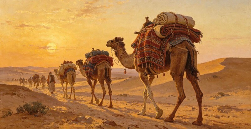Ancient silk trade routes and the exchange of goods across continents
